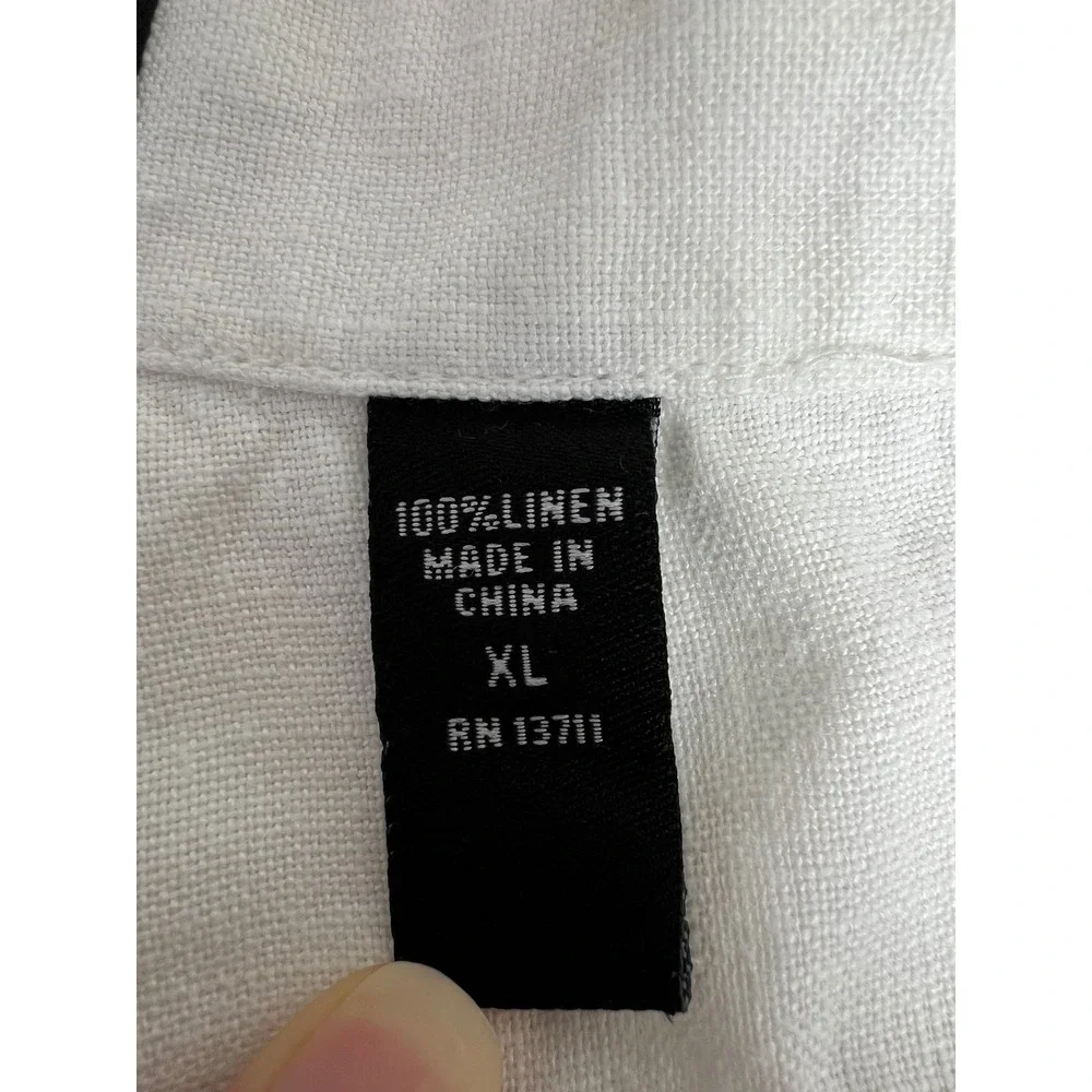 Brandini Mens XL White 100% Linen Drawstring Straight Leg Pants Beach Resort
